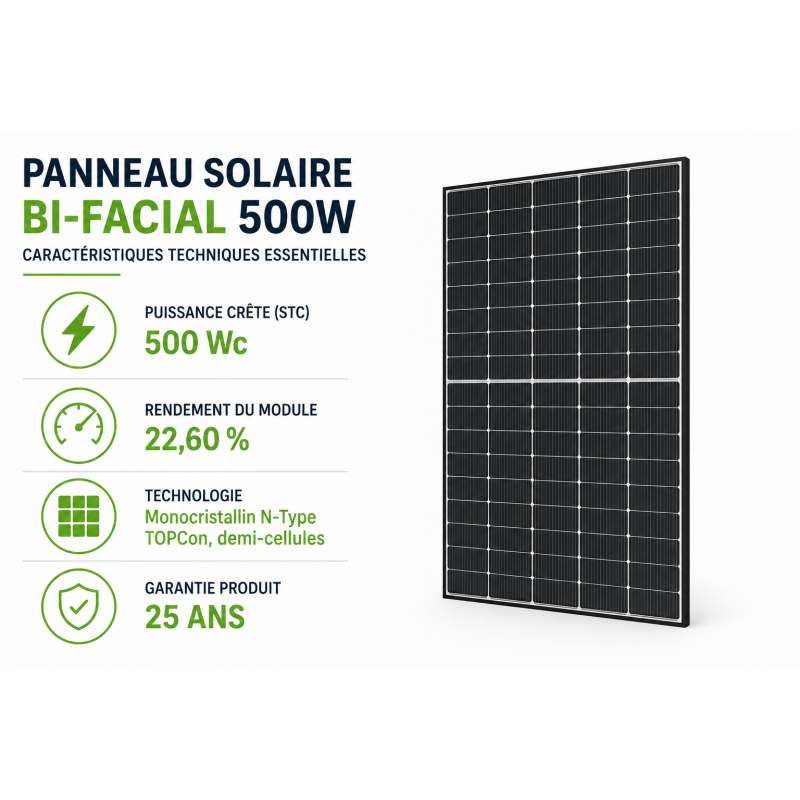 Mecafer Panneau solaire bi-facial Mecafer 500W Kobleo