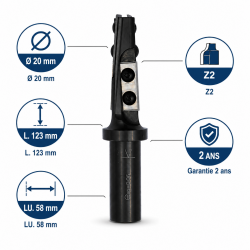 Leman Porte-Outils Calibrer CNC Queue 20 mm LU 58 mm, Leman Kobleo