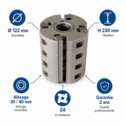 Porte-Outils Couteaux Dos Crante D. 122 mm, Leman