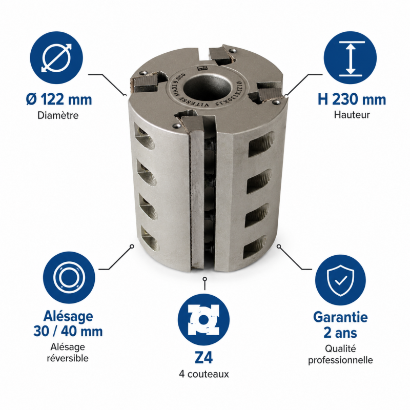Porte-Outils Couteaux Dos Crante D. 122 mm, Leman
