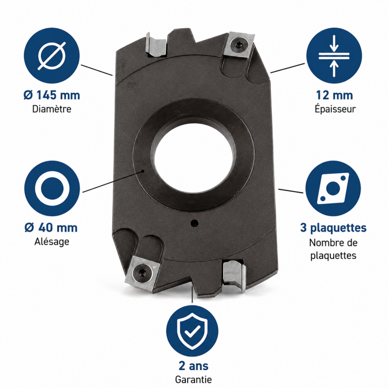Leman Porte-Outils Predegauchissage D. 145 mm pour Toupie, Leman Kobleo