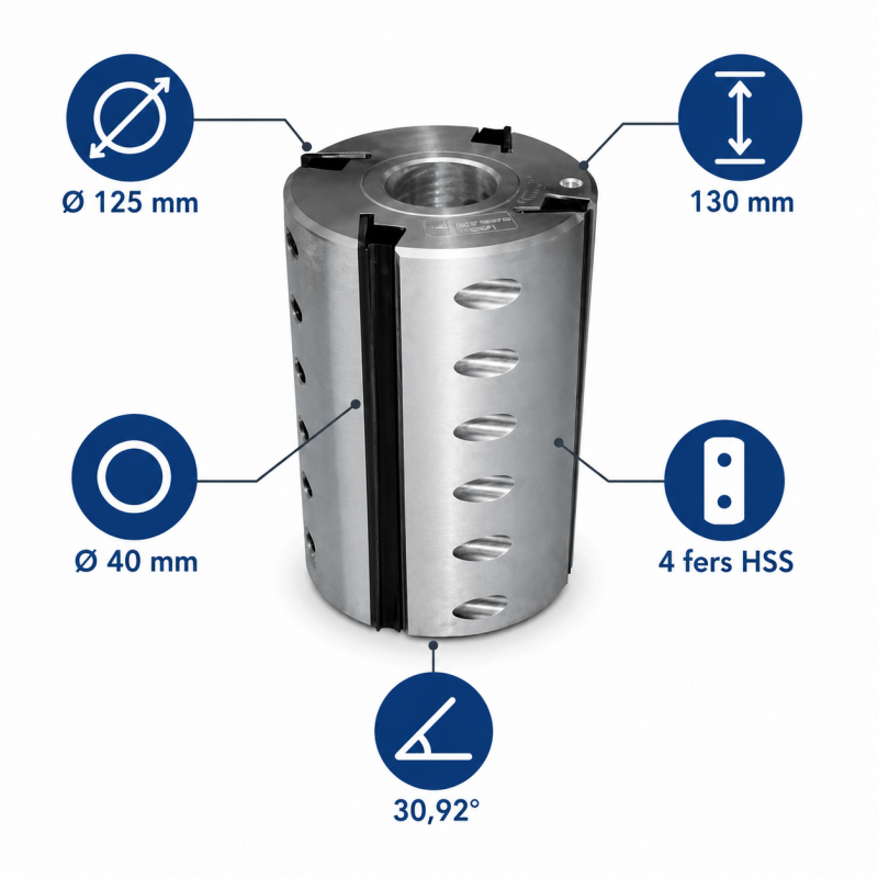 Leman Porte-Outils a Raboter D. 125 mm Ht. 130 mm Pro, Leman Kobleo
