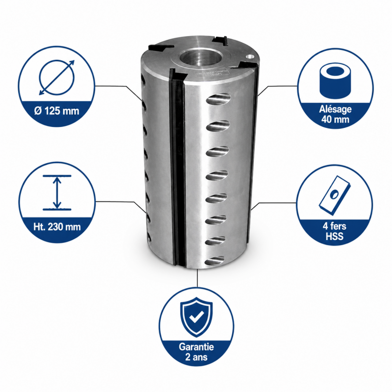 Leman Porte-Outils a Raboter D. 125 mm Ht. 230 mm Pro, Leman Kobleo