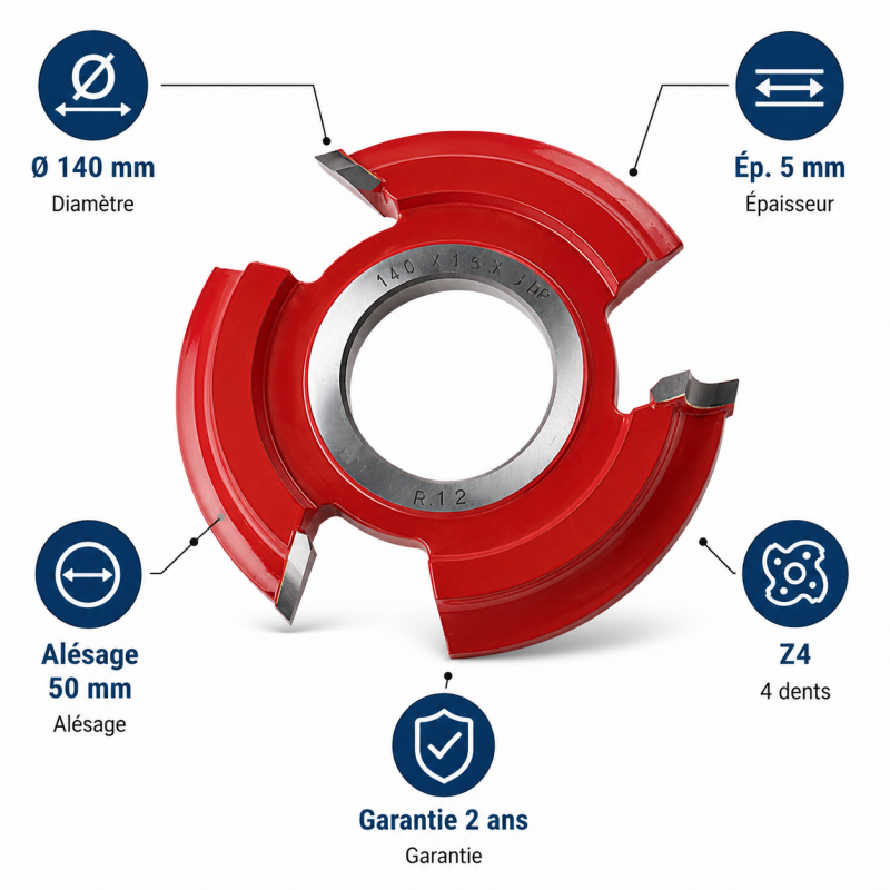 Leman Fraise a Rainer Fixe Carbure D. 140 mm Ep. 5 mm, Leman Kobleo