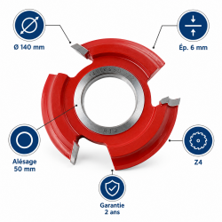 Leman Fraise a Rainer Fixe Carbure D. 140 mm Ep. 6 mm, Leman Kobleo