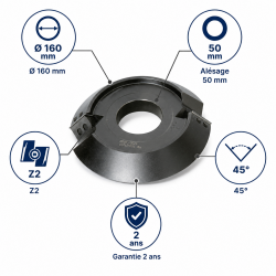 Leman Porte-Outils Chanfrein 45 Degres D. 160 mm Pro, Leman Kobleo
