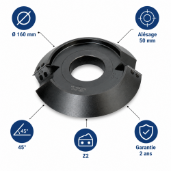 Leman Porte-Outils Chanfrein 45 Degres D. 160 mm Pro, Leman Kobleo