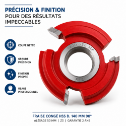 Fraise Conge HSS D. 140 mm 90 Degres Pro, Leman