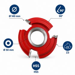 Fraise Conge HSS D. 140 mm 90 Degres Pro, Leman