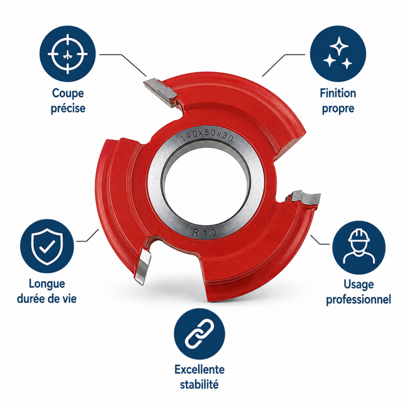 Leman Fraise Quart de Rond HSS R. 10 mm Toupie, Leman Kobleo