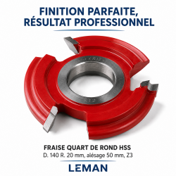 Leman Fraise Quart de Rond HSS R. 20 mm Toupie, Leman Kobleo
