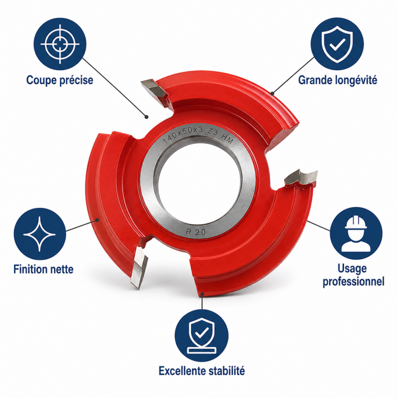 Leman Fraise Quart de Rond Carbure HM R. 20 mm Toupie, Leman Kobleo