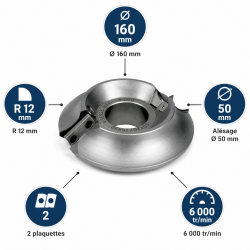 Leman Porte-Outils Quart de Rond R. 12 mm Plaquettes, Leman Kobleo