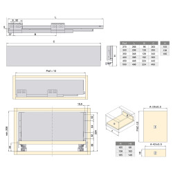 Emuca Kit tiroir cuisine Concept H185mm prof 400mm fermeture amortie Acier G Kobleo
