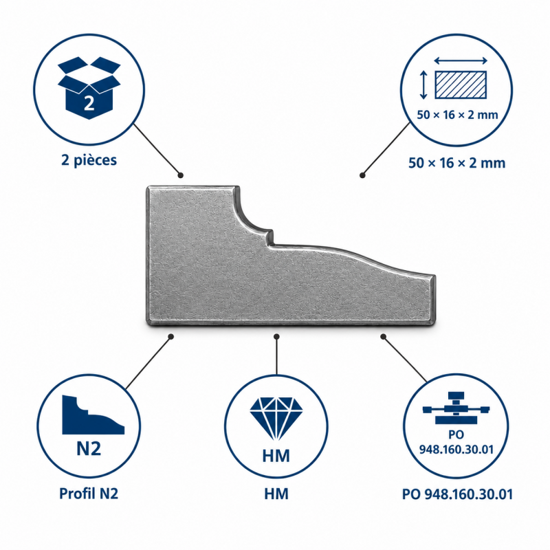 Leman 2 Plaquettes Profil N2 50x16x2 mm LEMAN Kobleo