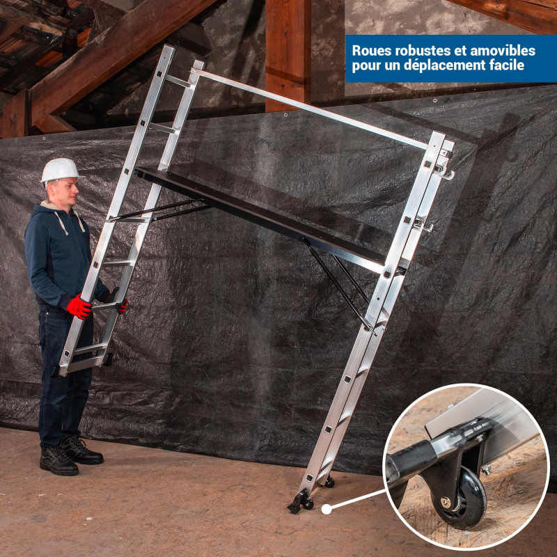 Hoström Echafaudage roulant SCAFFOLDAX2X7, H max Travail 4,74m, Hostrom Kobleo