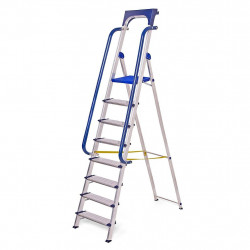 Hoström Escabeau 8 marches SECURE pro alu sécurisé plateforme 182cm Hostrom Kobleo