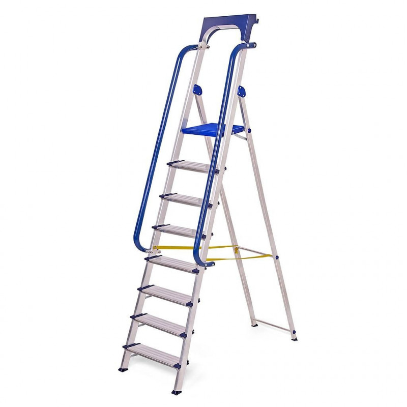 Hoström Escabeau 8 marches SECURE pro alu sécurisé plateforme 182cm Hostrom Kobleo