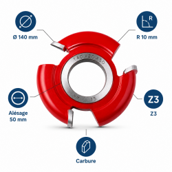 Leman Fraise Conge Carbure D. 140 mm R. 10 mm Pro, Leman Kobleo