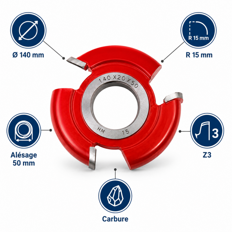 Leman Fraise Conge Carbure D. 140 mm R. 15 mm Pro, Leman Kobleo