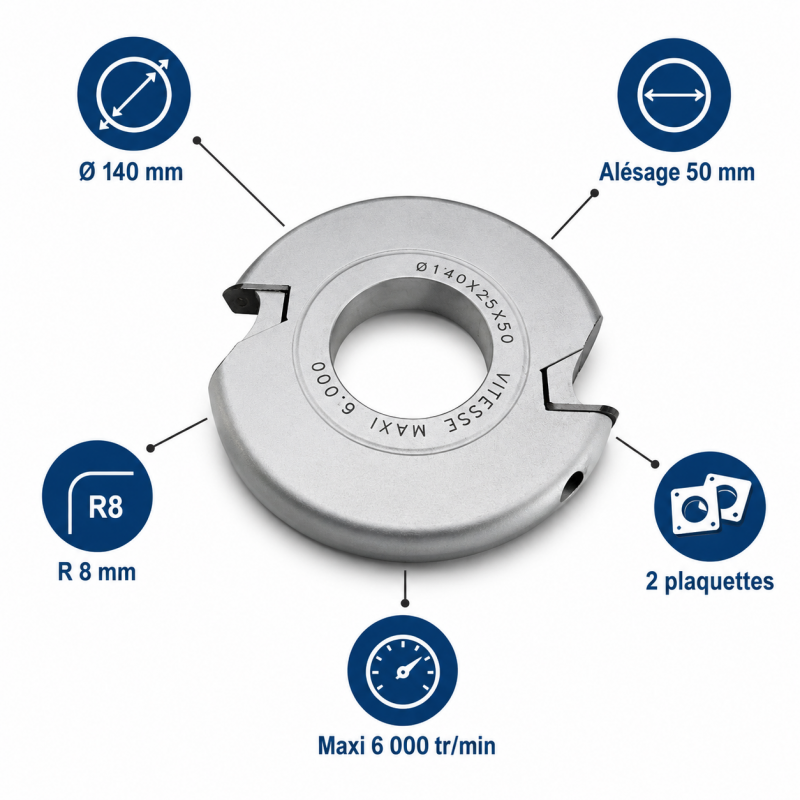 Leman Porte-Outils Conge Plaquettes D. 140 mm R. 8 mm, Leman Kobleo