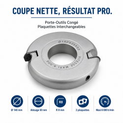 Leman Porte-Outils Conge Plaquettes D. 140 mm R. 8 mm, Leman Kobleo