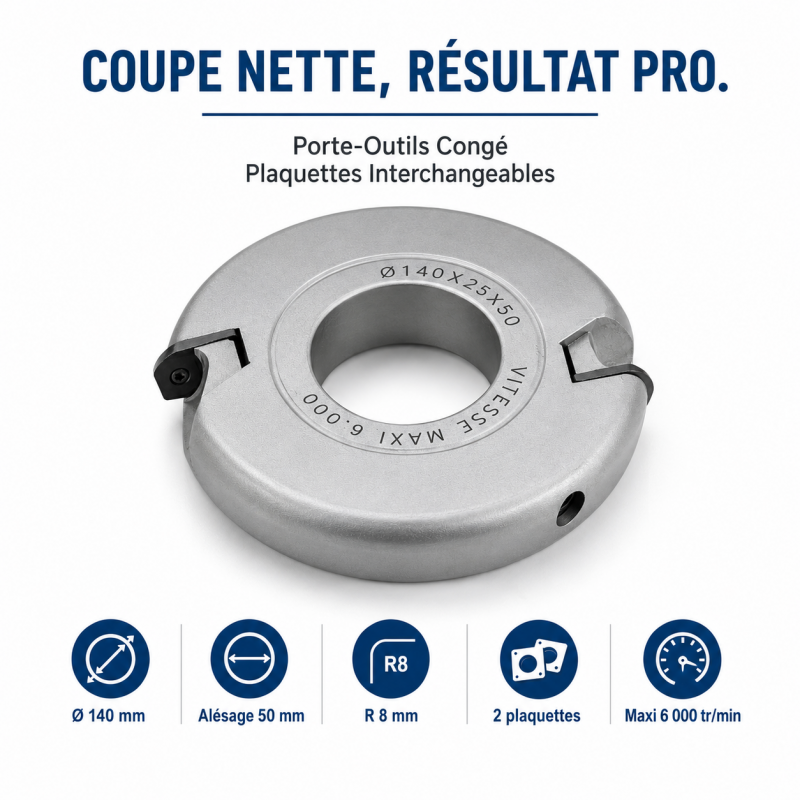 Leman Porte-Outils Conge Plaquettes D. 140 mm R. 8 mm, Leman Kobleo