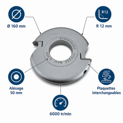 Leman Porte-Outils Conge Plaquettes D. 160 mm R. 12 mm, Leman Kobleo