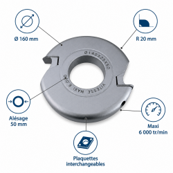 Leman Porte-Outils Conge Plaquettes D. 160 mm R. 20 mm, Leman Kobleo