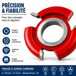 Leman Fraise a Gorge Carbure D. 140 mm R. 10 mm, Leman Kobleo