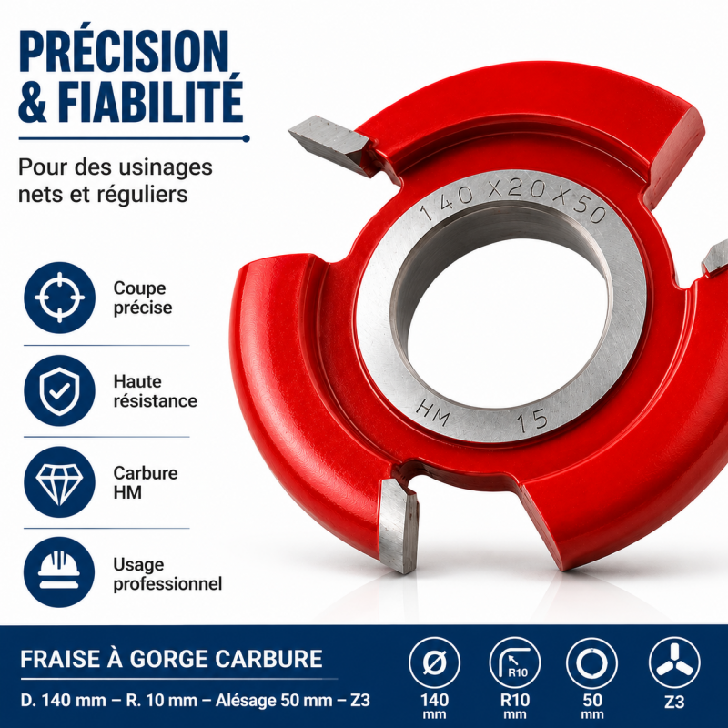 Leman Fraise a Gorge Carbure D. 140 mm R. 10 mm, Leman Kobleo