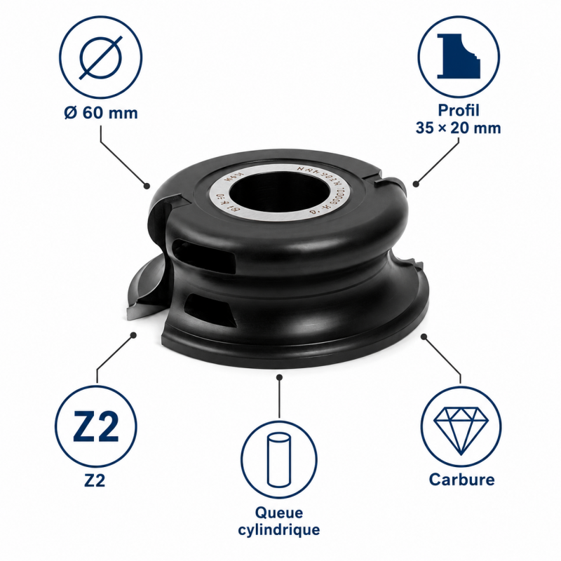 Leman Porte-Outils Main Courante Carbure D. 60 mm, Leman Kobleo