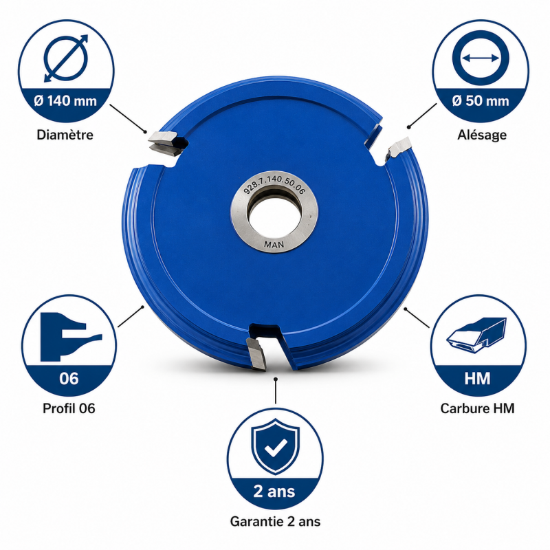 Leman Fraise Profil Contre-Profil N 06 Carbure HM D. 140 mm, Leman Kobleo