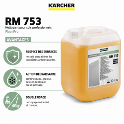 Karcher Nettoyant Gres Cerame FloorPro RM 753 Bidon de 10 L, Karcher Kobleo