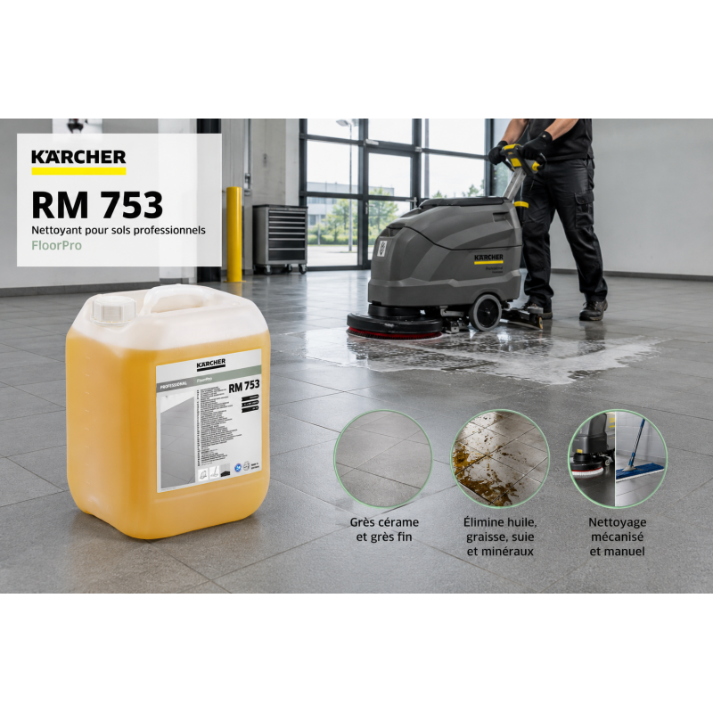Karcher Nettoyant Gres Cerame FloorPro RM 753 Bidon de 10 L, Karcher Kobleo
