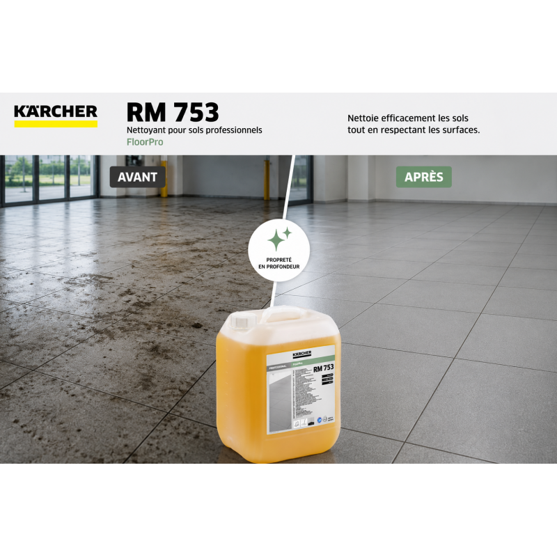 Karcher Nettoyant Gres Cerame FloorPro RM 753 Bidon de 10 L, Karcher Kobleo