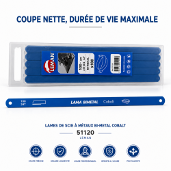 Leman Lot de 100 Lames Scie a Metaux Bi-Metal Cobalt, Leman Kobleo