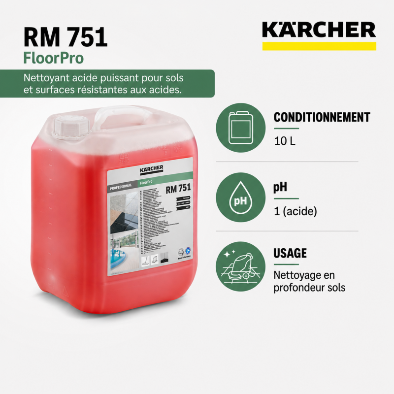 Karcher Detergent en Profondeur FloorPro RM 751 Bidon de 10 L, Karcher Kobleo