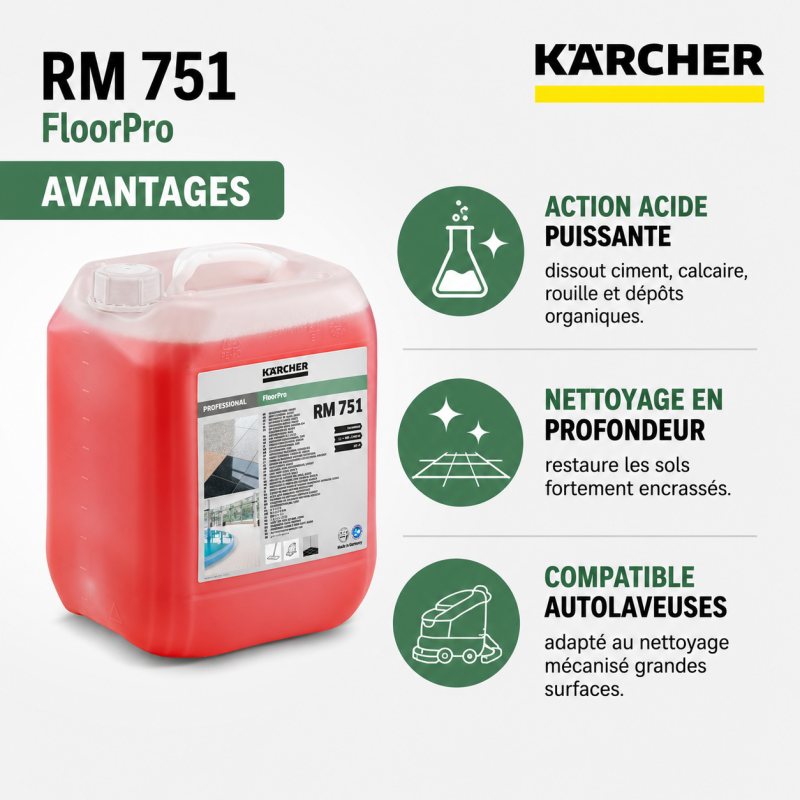 Karcher Detergent en Profondeur FloorPro RM 751 Bidon de 10 L, Karcher Kobleo
