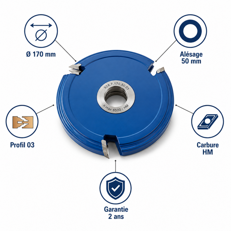 Leman Fraise Profil Contre-Profil N 03 Carbure HM D. 170 mm, Leman Kobleo