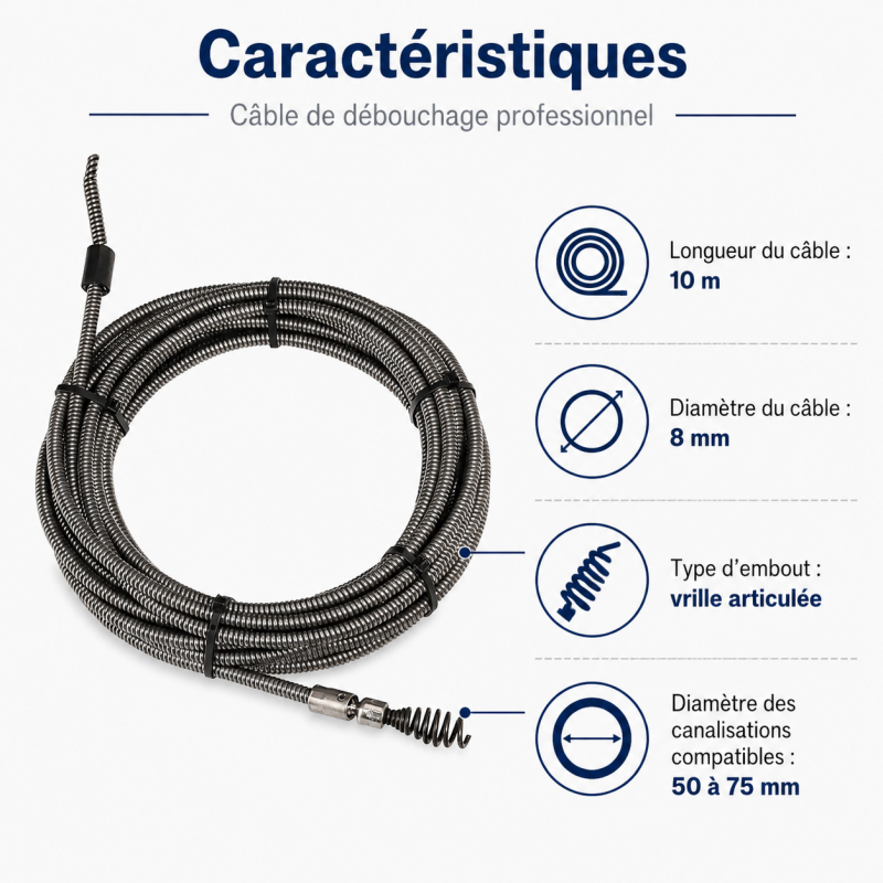 Virax Câble de débouchage Virax 10 m Kobleo