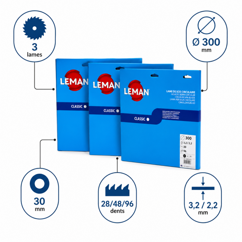 Leman Lot 3 Lames Circ. D300 LEMAN Kobleo