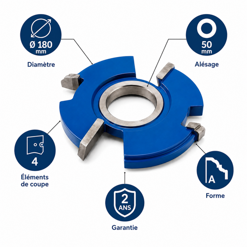 Leman Fraise Plate-Bande HM D. 180 mm Profil A Pro, Leman Kobleo