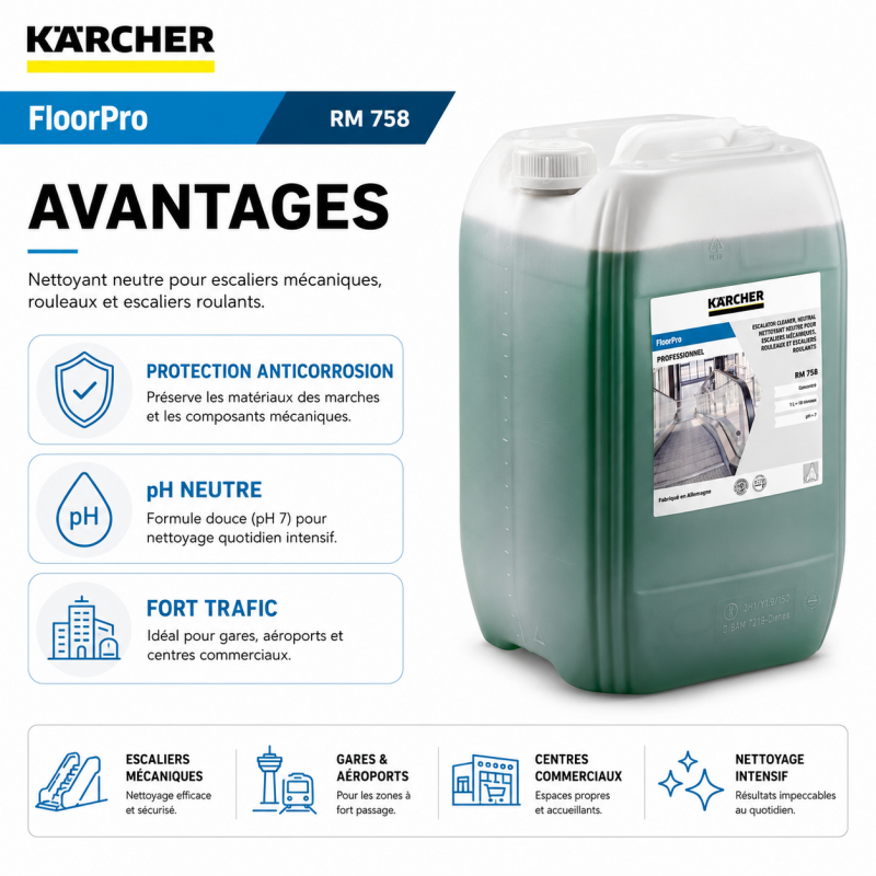 Karcher Nettoyant pour Escalators FloorPro RM 758 Bidon de 20 L, Karcher Kobleo