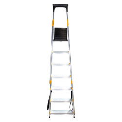 Hoström Escabeau 7 marches DURAMP alu pliable sécurisé plateforme 140cm Hostrom Kobleo