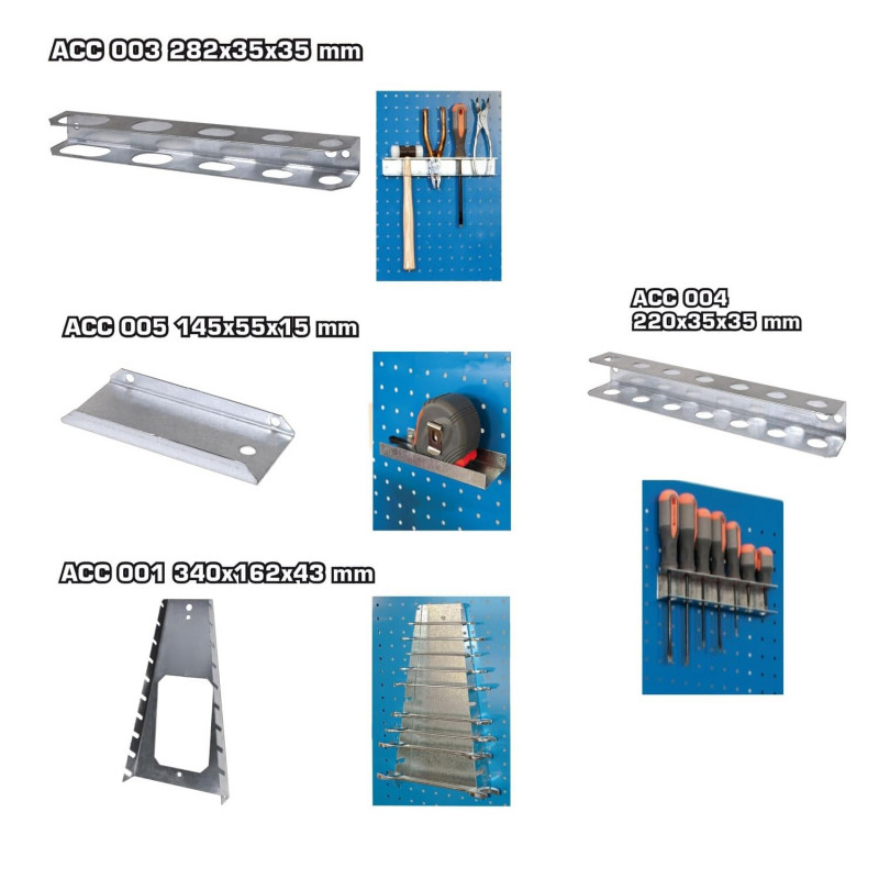 Simon Rack Pack de 4 accessoires pour panneau d'atelier ACC010 Simon Rack Kobleo