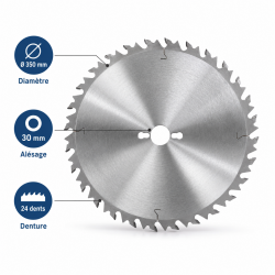 Leman Lame Scie Circulaire Carbure D. 350 mm Debit Bois, Leman Kobleo