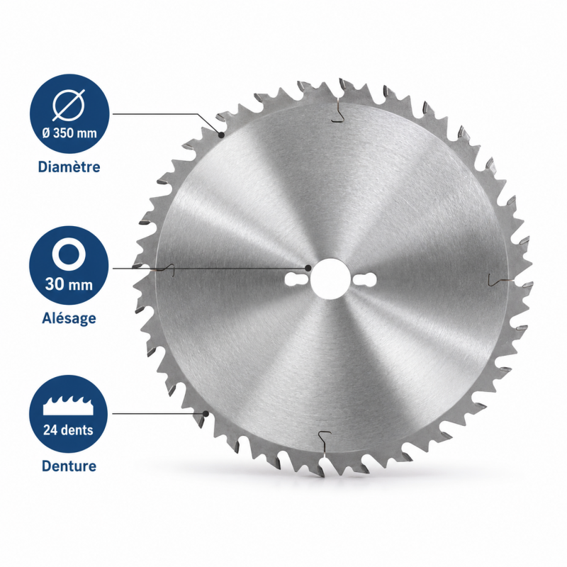 Leman Lame Scie Circulaire Carbure D. 350 mm Debit Bois, Leman Kobleo