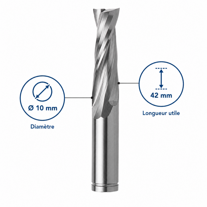 Leman Fraise Defonceuse Carbure D. 10 mm LU. 42 mm, Leman Kobleo
