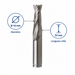 Leman Fraise Defonceuse Carbure D. 16 mm LU. 52 mm, Leman Kobleo